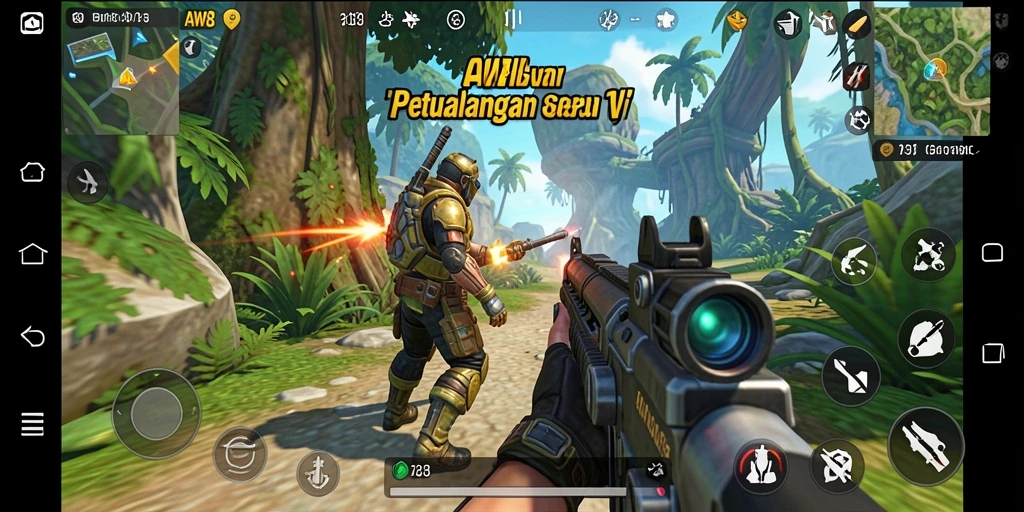 Screenshot gameplay AW8 yang menunjukkan aksi mendebarkan.