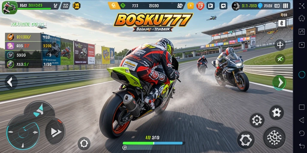 Gameplay menarik dari BOSKU777 dengan balapan motor yang seru.