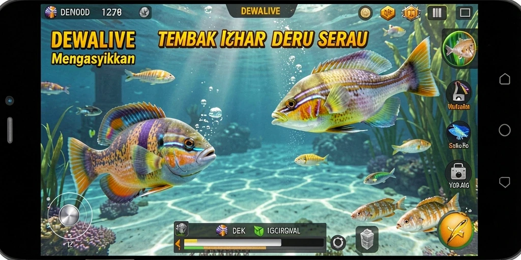 Screenshot gameplay DEWALIVE menampilkan aksi menembak ikan yang seru.