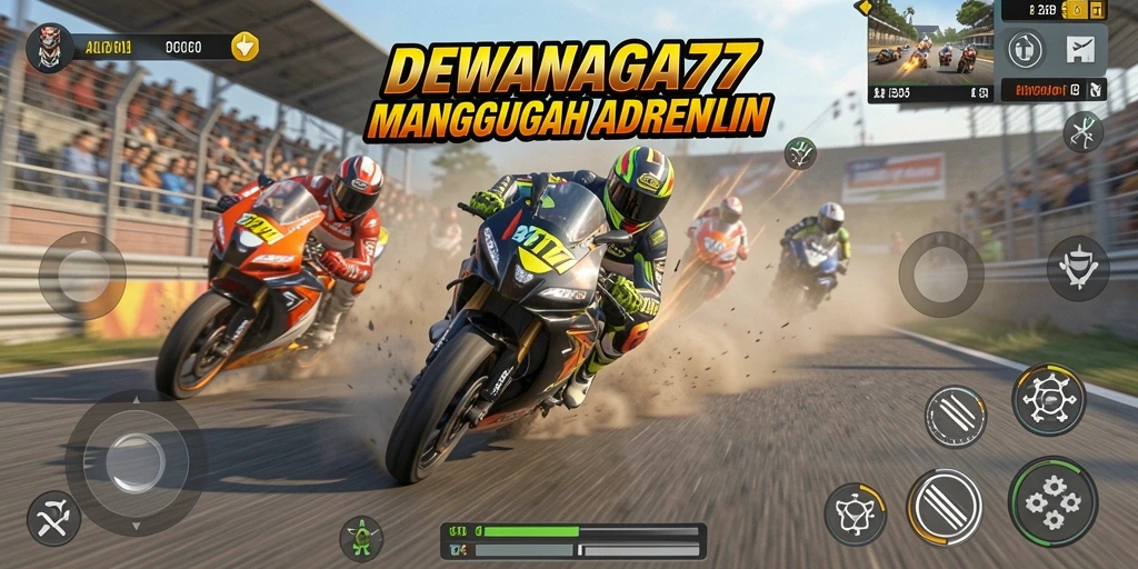 Tampilan gameplay menegangkan dari DEWANAGA77 di lintasan balapan.