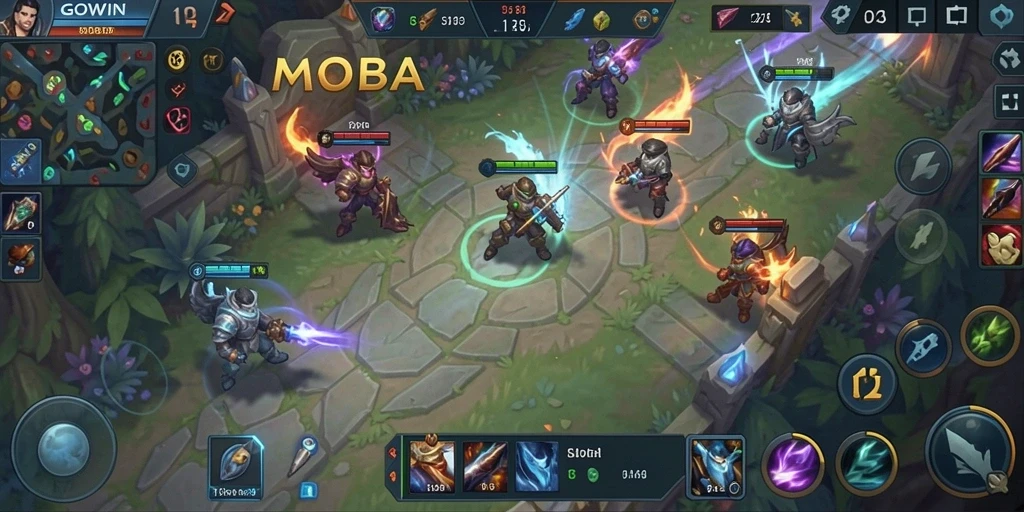 Tangkapan layar GOWIN menampilkan pertarungan seru di arena MOBA.