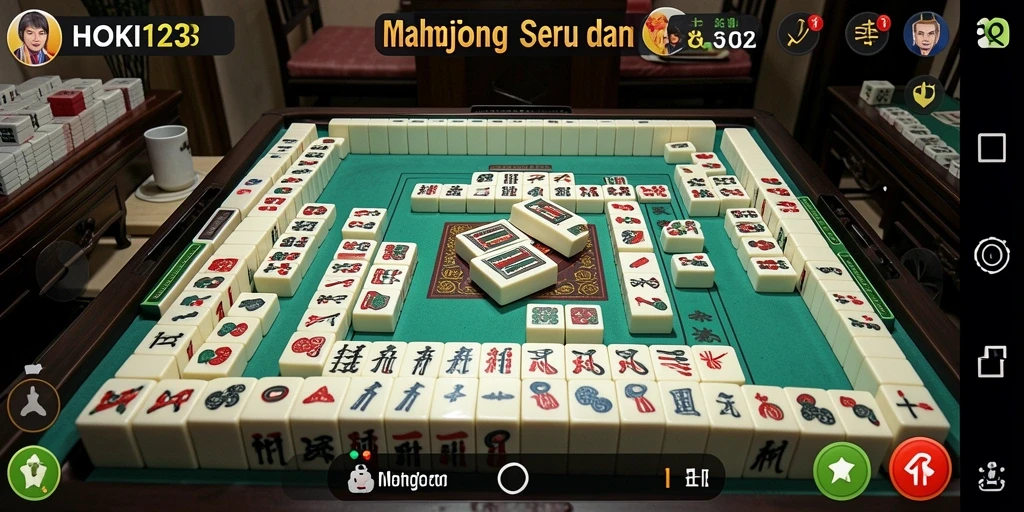 Screenshot gameplay HOKI123 yang menampilkan tantangan Mahjong.