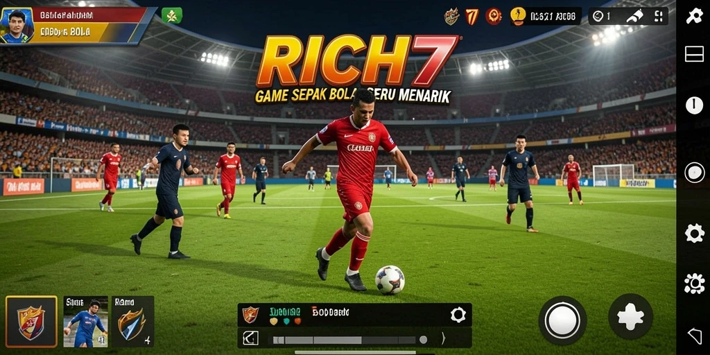 Screenshot RICH7 menampilkan aksi intens dalam permainan sepak bola.
