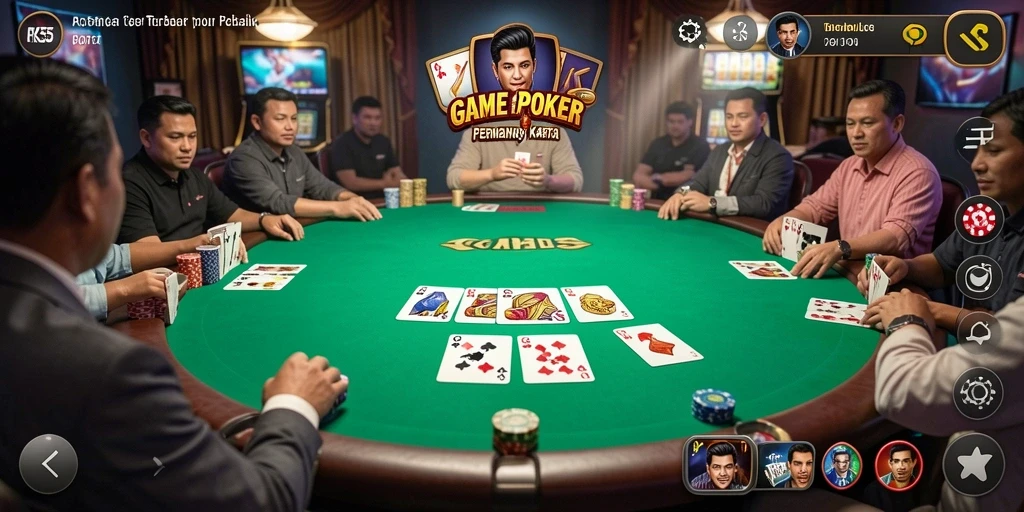 Screenshot gameplay RK55 menampilkan aksi seru permainan Poker.