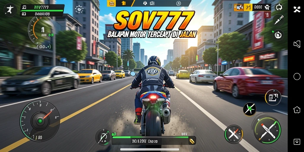 Screenshot SOV777 menunjukkan balapan mendebarkan dengan grafis menakjubkan.