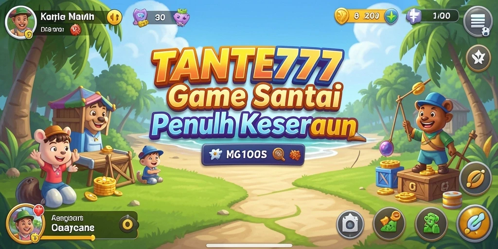 Tampilan gameplay TANTE777 yang ceria dan interaktif.